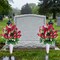 Christmas Artificial Cemetery Flowers for Grave – Rose Pink Memorial Bouquet with Vase for Headstone and Tombstone Decorations